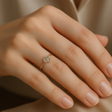 14K Gold Geometric Diamond-Shaped Ring