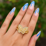 14K Gold Women’s Butterfly Nugget Ring with CZ Stones 🦋💛