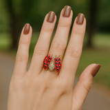 14K Gold Ladybug Ring with Diamond and Enamel Detail 🐞💎