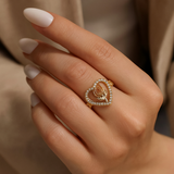 14K Gold Heart and Rose Ring 🌹