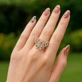 14K Gold Multi-Color Butterfly Ring with CZ Stones 🦋