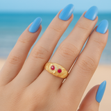 14K Gold Owl Ring with Ruby CZ Eyes 🦉✨