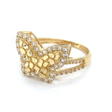 14K Gold Women’s Butterfly Nugget Ring with CZ Stones 🦋💛
