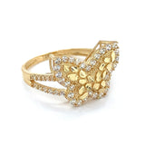 14K Gold Women’s Butterfly Nugget Ring with CZ Stones 🦋💛