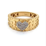 14K Gold Women’s Nugget Heart Ring with CZ Stones (Pavé Style) 💛💎