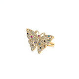 14K Gold Multi-Color Butterfly Ring with CZ Stones 🦋