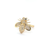 14K Gold Bumble Bee Ring with CZ Stones 🐝