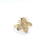 14K Gold Bumble Bee Ring with CZ Stones 🐝