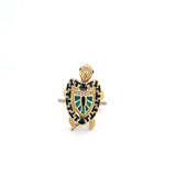 14K Gold Turtle Ring with Enamel and CZ Stones 🐢