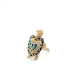 14K Gold Turtle Ring with Enamel and CZ Stones 🐢