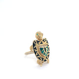 14K Gold Turtle Ring with Enamel and CZ Stones 🐢