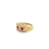 14K Gold Owl Ring with Ruby CZ Eyes 🦉✨