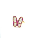 14K Gold Butterfly Ring with Ruby and Baguette CZ Stones 🦋
