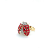 14K Gold Ladybug Ring with Diamond and Enamel Detail 🐞💎
