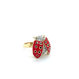14K Gold Ladybug Ring with Diamond and Enamel Detail 🐞💎