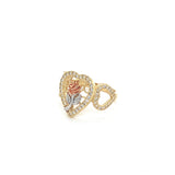 14K Gold Heart and Rose Ring 🌹