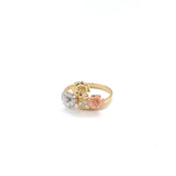 14K Tri-Color Gold Flower Ring 🌸💛💗🤍
