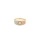 14K Tri-Color Gold Floral Ring 🌸