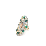 14K Gold Virgen de Guadalupe Ring with Emerald Green CZ Flowers 🌿