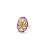 14K Virgen de Guadalupe Ring with Ruby and Emerald Accents