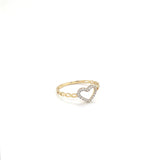14K Gold CZ Heart Ring with Rope/Link Band.