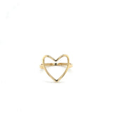 14K Solid Gold Open Heart Outline Ring