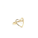 14K Solid Gold Open Heart Outline Ring