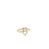 14K Solid Gold Double Heart Ring