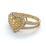 14K Gold Women's Heart Nugget Ring with CZ Stone💎